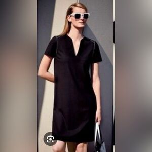 Lafayette 148 New York Ezra Contrast Piped Short Sleeve Shift Dress